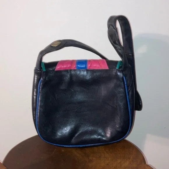 Vintage Color-block 80’s 90’s Leather Bag - Picture 2 of 13